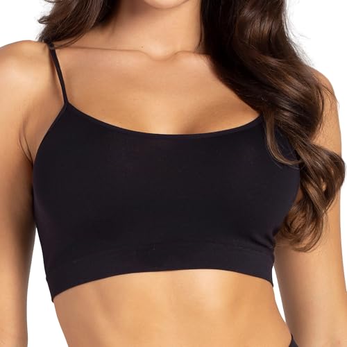 Gatta Sport Basic Top, Sport-BH mit dünnen Trägern, schön, weich, bequem, Fitness, Keine Seitennähte, körpernah (Schwarz, XL) von Gatta