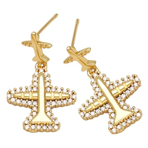 Gatuida 1 Paar Retro Flugzeug Ohrringe für Damen Vergoldete Hängende Ohrringe mit Zirkonia Modischer Schmuck für Alltag und Besondere Anlässe für Frauen und Mädchen Gatuida 1 Paar Retro Flugzeug Ohrringe für Damen Vergoldete Hängende Ohrringe mit Zirkonia Modischer Schmuck für Alltag und Besondere Anlässe für Frauen und Mädchen von Gatuida