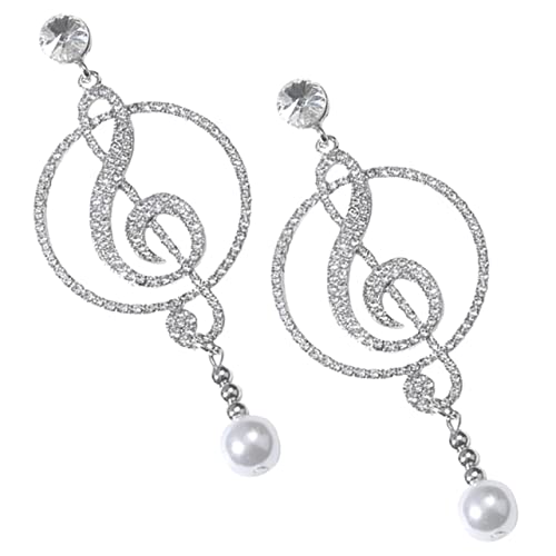 Gatuida 1 Paar Silber Ohrringe Frauen Musiknote mit Strass Extravaganter Dangle Schmuck für Partys Konzerte und Festivals Stilvolle Damenohrringe für Gatuida 1 Paar Silber Ohrringe Frauen Musiknote mit Strass Extravaganter Dangle Schmuck für Partys Konzerte und Festivals Stilvolle Damenohrringe für von Gatuida