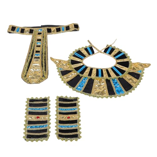 Gatuida Altägyptisches Kostümzubehör Für Männer Goldener Gürtel Kragen Und Armbänder Halloween Cosplay Rollenspiele Und Partys von Gatuida
