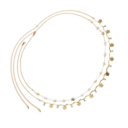 Gatuida 1 Satz Damen Bauchketten Mit Strass Bauchschmuck Kette Metall Und Natursteinen Für Kleider Blusen Und Bikinis 2 Stück von Gatuida