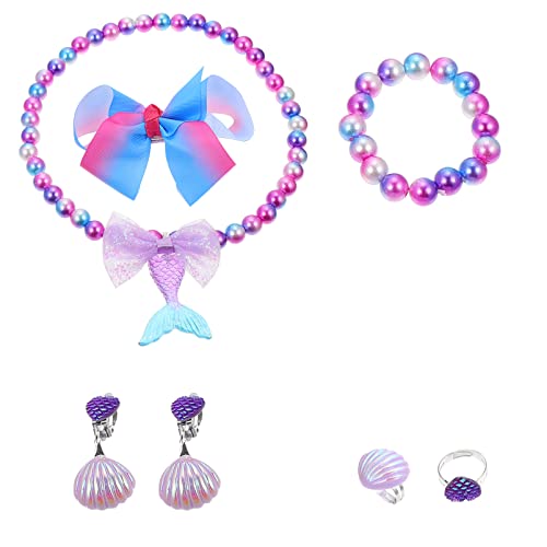 Gatuida 1 Satz Meerjungfrauen Schmuckset für Ohrringe Armband Halskette und Ring Perfektes Zubehör für Mädchen für Partys und Besondere Anlässe von Gatuida