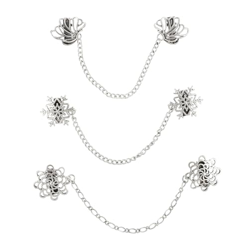 Gatuida 1 Satz Retro Krawattennadel Anzugbroschen Mit Kragenkette Vielseitig Als Hemdkragenclip Und Modisches Accessoire Für Herren Und Damen 3 Stück von Gatuida