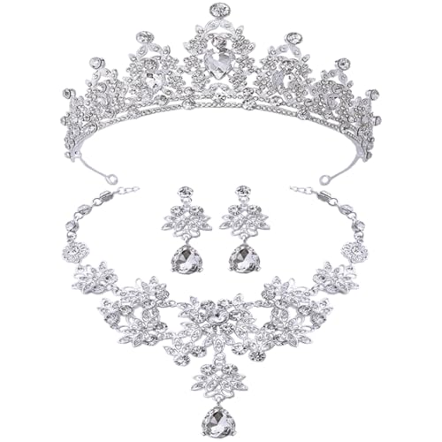 Gatuida 1 Satz Silberne Tiara Halskette Ohrringe Zirkonia Eleganter Haarschmuck für Hochzeit Geburtstag und Besondere Anlässe Gatuida 1 Satz Silberne Tiara Halskette Ohrringe Zirkonia Eleganter Haarschmuck für Hochzeit Geburtstag und Besondere Anlässe von Gatuida