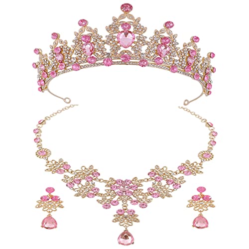 Gatuida 1 Satz Tiara Halskette Ohrringe Krone für Hochzeit Festlichkeiten Fotoshootings Perfektes für Braut Freundin oder Geburtstag von Gatuida