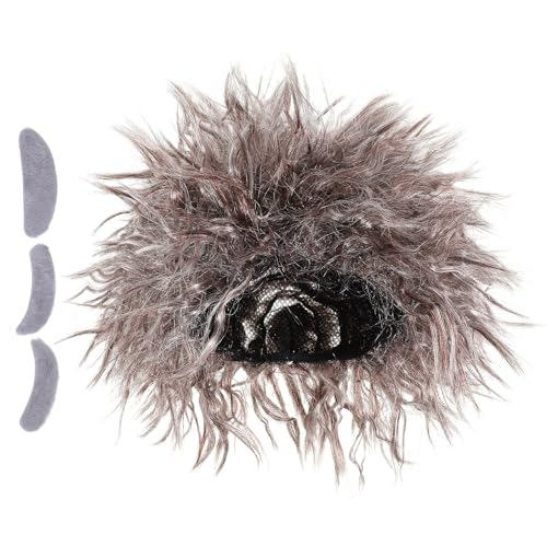 Gatuida 1 Set Alter Mann Kostüm Wissenschaftler Perücke Set Neuartiges Bartkostüm Gesichtsbehaarung Gefälschte Augenbrauen für Weihnachtsfeier-Dekorationen von Gatuida