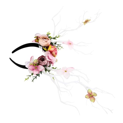 Gatuida 1 Stück Antler Haarband mit Blumen Rentiergeweih Kopfstück für Festlichkeiten für Damen für Weihnachten Cosplay und Partys Zufällige Farbe Zufällige Farbe von Gatuida