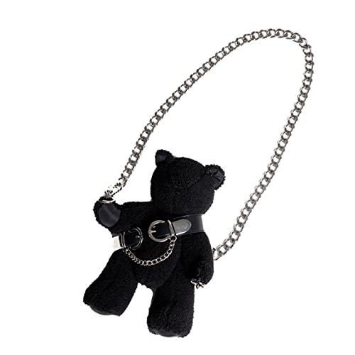 Gatuida 1 Stück Plüsch Umhängetasche Plüsch-Bären-Umhängetasche Bärenbeutel Stoffbärentasche Stofftierbeutel und Geldbeutel Bärenkreuzkörper Bär Plüschtasche Tasche in Bärenform Schwarz von Gatuida
