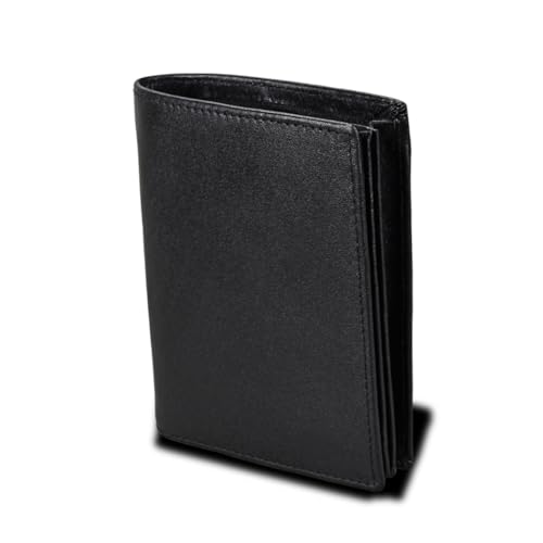 Gatuida 1 Stück RFID Herren Geldbörse Stilvolle Kurzlederbrieftasche Hochwertigem Multifunktional mit Mehreren Kartenfächern für Geschäftsreisen und Freizeit Retro Design Schwarz von Gatuida