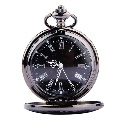 Gatuida Runde Retro Taschenuhr mit Römischen Ziffern Dual Display Steampunk Design für Männer und Frauen Vintage Kette von Gatuida