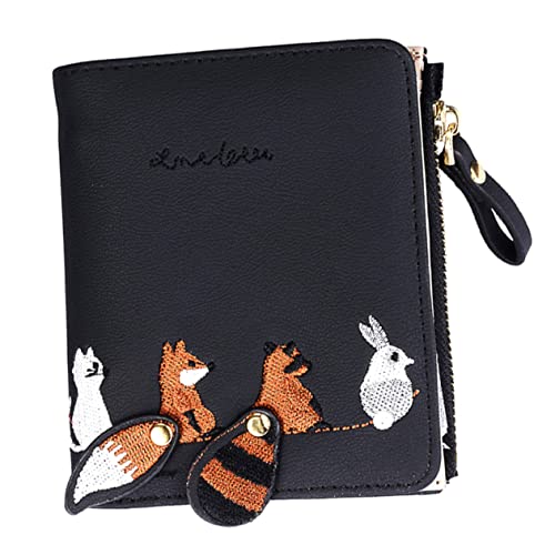 Gatuida 1 Stück Tierbrieftasche Kartenhalter kleine Geldbörse Credit Card Wallet kreditkarten Portemonnaie Herren geldbörse portmonee Kartentasche süße Geldbörse PU-Leder Black von Gatuida