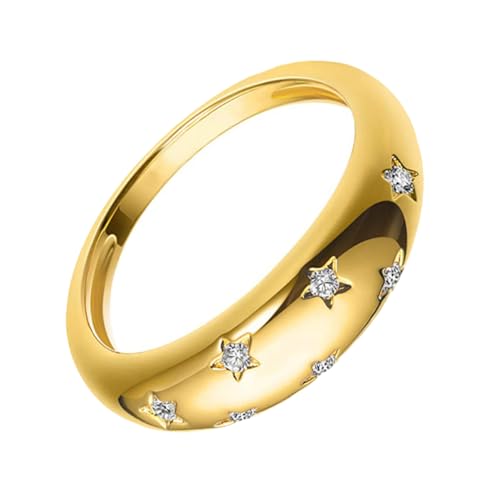 Gatuida 1 Stück Vergoldeter Zirkonring für Damen Retro Geometrischer Sternring Eleganter Fingerring für Besondere Anlässe Goldfarbene Schmuckdekoration von Gatuida