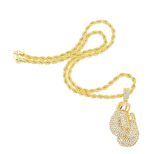Gatuida 1 Stück dekorative Halskette boxhandschuhe anhänger boxhandschuh anhänger sportliche Halskette vergoldet Boxen Box-Anhänger Boxhandschuhe schmuck Boxkette Legierung Strass Golden von Gatuida