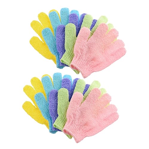 Gatuida 10 Paare Exfolierende Duschhandschuhe Doppelseitige Körperpflegehandschuhe für Sanftes Peeling und Hautreinigung für Männer und Vielseitig Einsetzbar von Gatuida
