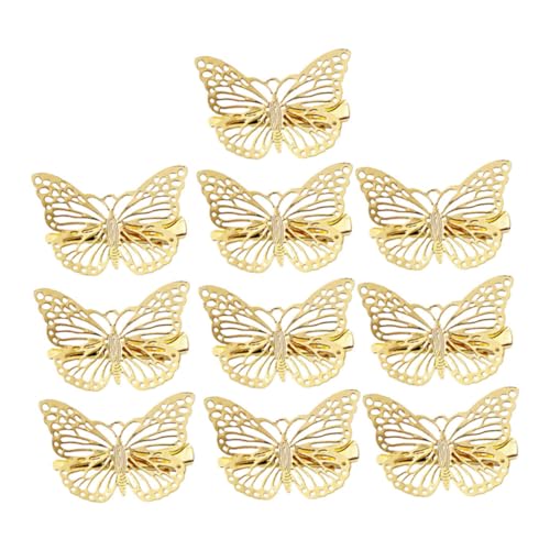 Gatuida 10 Stück Filigrane Hohlgearbeitete Haarspangen aus Goldfarbener Legierung Elegante Bobby Pins mit Schmetterlingsmotiv Rechts Modischer Haarschmuck für Mädchen und Frauen von Gatuida
