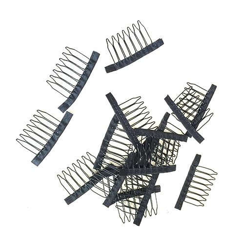 Gatuida 10 Stück Perückennetzkappe Styling Spitze Hochzeit Haarklammern lockig Haarschmuck für Damen Clips Netzkamm- Perückenkamm- Perückenclip für Mützen Schwarz von Gatuida
