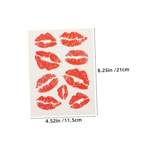 Gatuida 10stücke Rot Lippen Gesicht Tattoo Aufkleber Körper Dekorationen Lippen Druck Fake Tattoo Für Frauen Mädchen Junge Mädchen Party Accessoires von Gatuida