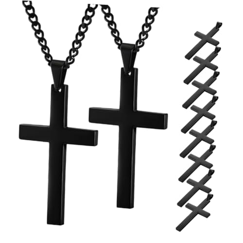 Gatuida 10stücke Schwarze Kreuzkette Mit Anhänger Für Damen Und Herren Lang Schlichtes Design Robust Und Leicht Passt Zu Legeren Und Formellen Outfits von Gatuida
