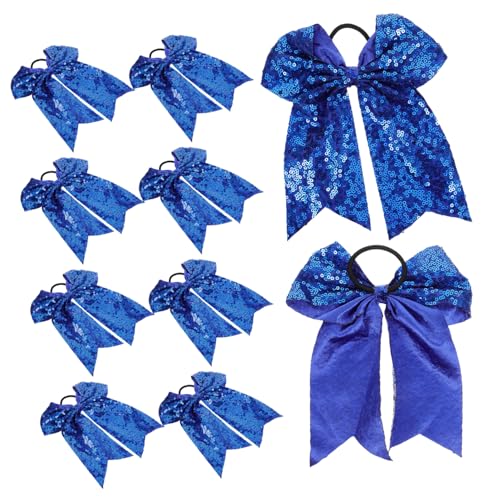 Gatuida 10 Stück Teiliges Cheerleader Haarschleifen in Royalblau Elastische Haargummis mit Glitzernden Pailletten Vielseitige Haarbänder für Mädchen Strapazierfähiges Stoffmaterial von Gatuida
