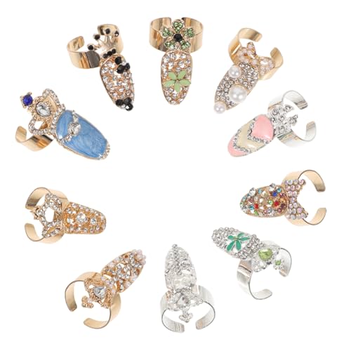Gatuida 10stücke Strass-fingerringe Für Frauen Punk-ringschmuck Ring Filigranem Design Nagelringe Für Damen Dekorativer Fingerring Für Partys von Gatuida
