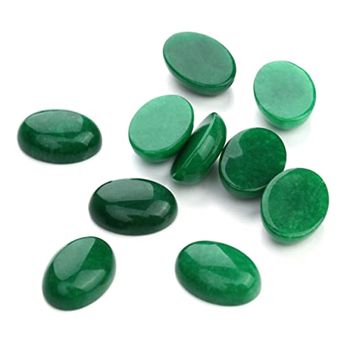 Gatuida 10 Stück Teiliges Grüne Ovale Glas Edelstein Cabochons Flach für DIY Schmuckherstellung Ringdekoration Bastelbedarf Vielseitig Einsetzbar von Gatuida