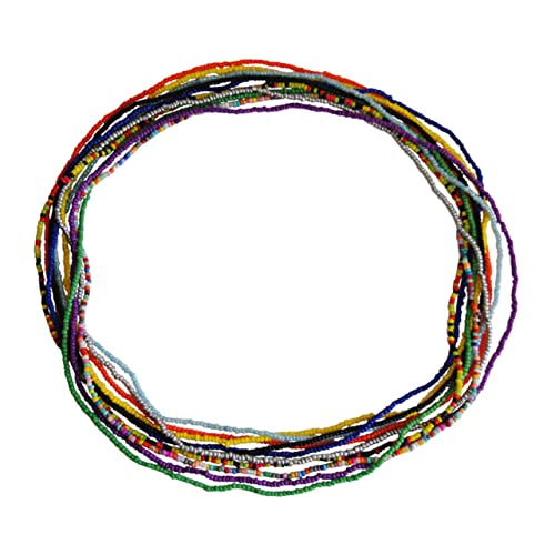 Gatuida 10 Stück Teiliges Handgefertigter Bunter Taillengürtel mit Perlen Elastische Waist Beads Body Chain für Damen Modischer Schmuck für Strandparty Hochzeit Club und von Gatuida