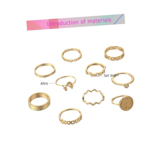 Gatuida 10 Stück Teiliges Metallringe mit Funkelnden Strass und Filigranen Blumenmustern Leichte Bequeme Damenringe für Alltag Party und Geschenkideen von Gatuida