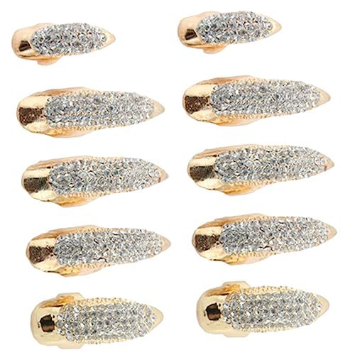 Gatuida 10 Stück Teiliges Retro Krallen Rhinestone Ring Goldfarbene Fingerringe mit Fest Eingearbeiteten Strasssteinen Punk Gothic Accessoire für Damen und Herren für Halloween Party von Gatuida