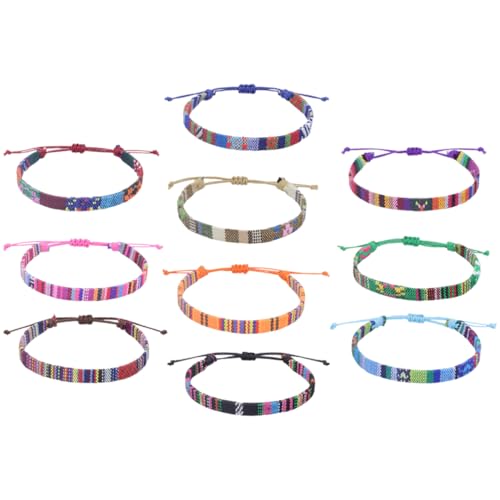 Gatuida 10 Stück Teiliges Set Geflochtene Armbänder Baumwolle Handgefertigte Ethno Wrist Decor Verstellbar für Sommerstrandaktivitäten Damen und Herren von Gatuida