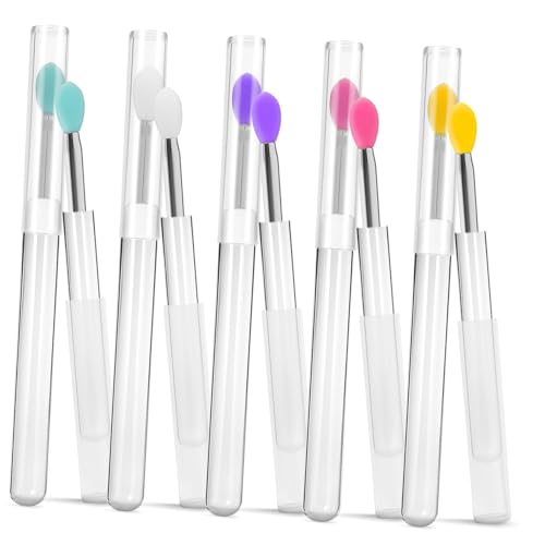 Gatuida 10 Stück Teiliges Silikon Lippenpinsel mit Deckel Wiederverwendbarer Lippenbalsam Applikator Multifunktional für Lippenstift Lipgloss Lidschatten Praktische Make Up Pinsel in von Gatuida