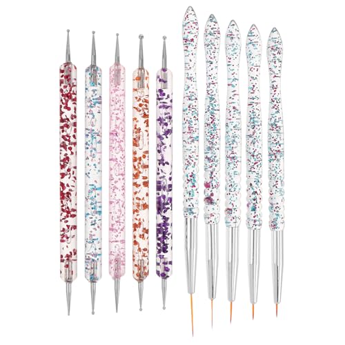 Gatuida 10-teiliges Punktierwerkzeug: Doppelseitiges Punktierwerkzeug-Set für Nail Art – Nail Art Liner-Malpinsel für kreative Fingernagel-Graffiti – Zeichenstift-Set für Frauen von Gatuida