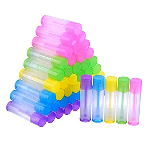 Gatuida 100 Stück Nachfüllbare Lippenstifthülsen Bunte Leerbehälter mit Deckel für DIY Lippenbalsam Body Balm Lotion Stick Kosmetik Behälter für Frauen von Gatuida