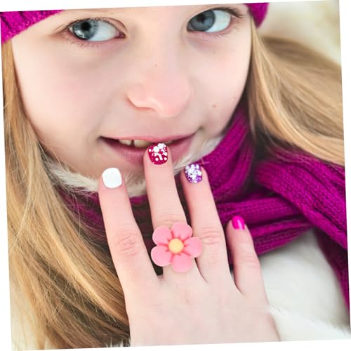 Gatuida 100 Stück Teiliges Verstellbaren Bunten Cartoon blumenringen aus Resin und Kunststoff für Mädchen Ab Jahren Spielerischer Kinderschmuck für Geburtstagsfeiern und Alltag von Gatuida