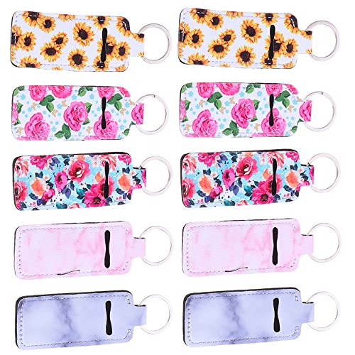 Gatuida Neopren Schlüsselanhänger Lippenstifthalter 10 Stücke Reise Lip Balm Halter mit Schlüsselring Tragbar Langlebig Schutz von Lippenstift und Lippenbalsam von Gatuida