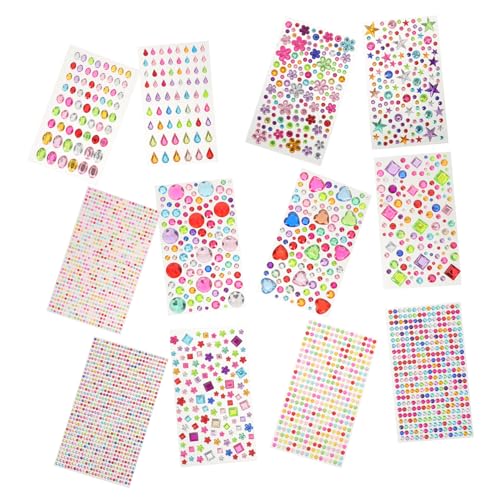 Gatuida 12 Blatt Teiliges Strasssteine Selbstklebend Glänzende Strass Sticker Verschiedene Formen Acryl Schmucksteine Für DIY Bastelprojekte Party Kostüm Nail Art von Gatuida