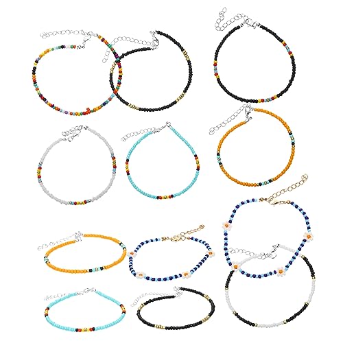 Gatuida 12 Stck Bunte Perlen Fußkette Teiliges für Damen Verstellbares Handgefertigtes Schmuckstück für Strand Festivals und Alltag und Langlebige Beaded Anklet Schmuck von Gatuida
