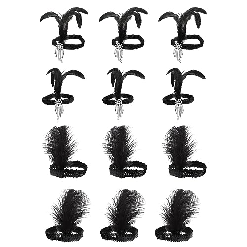 Gatuida 12 Stück Pailletten-stirnband Kopfbedeckung Haarschmuck Für Damen Flapper-stirnband Aus Den 1920er Jahren Partystirnbänder Für Festival-haar-accessoires Black Feder Gatuida 12 Stück Pailletten-stirnband Kopfbedeckung Haarschmuck Für Damen Flapper-stirnband Aus Den 1920er Jahren Partystirnbänder Für Festival-haar-accessoires Black Feder von Gatuida