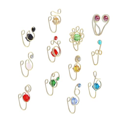 Gatuida 12 Stück Teiliges Afrikanische Nasenmanschetten aus Kupferdraht mit Strass Verstellbare Fake Septum Ringe für Frauen Rostfrei Hautfreundlich Piercing Langlebiger Nasenschmuck von Gatuida