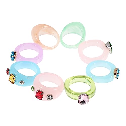 Gatuida 12stücke Harz-fingerringe Für Damen Schmuck-ringe Runde Klobige Harzringe von Gatuida