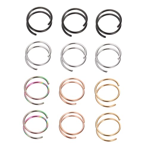 Gatuida 12 Stück Teiliges Edelstahl Spiral Nasenringe Verstellbare Nasenpiercing Schmuck Rostfrei Hautfreundlich Farblich Gemischt für Damen und Herren für Alltag Party und Fotoshootings von Gatuida