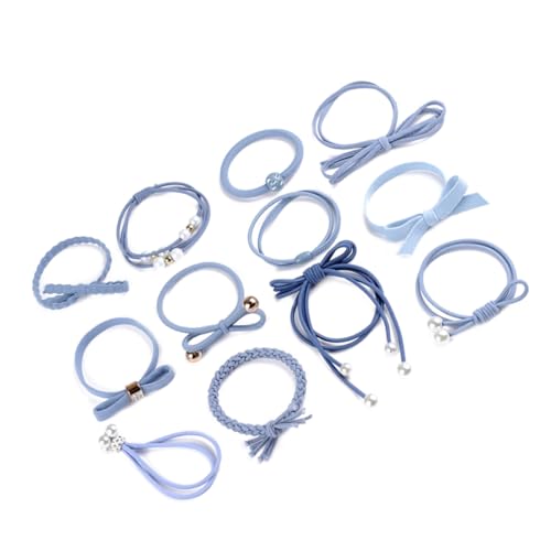 Gatuida 12 Stück Teiliges Elastisch Nahtlos Langlebig Farbenfrohe Haarschmuck bänder für Mädchen Damen Vielseitige Ponytail Pigtail Haargummis in Hellblau von Gatuida
