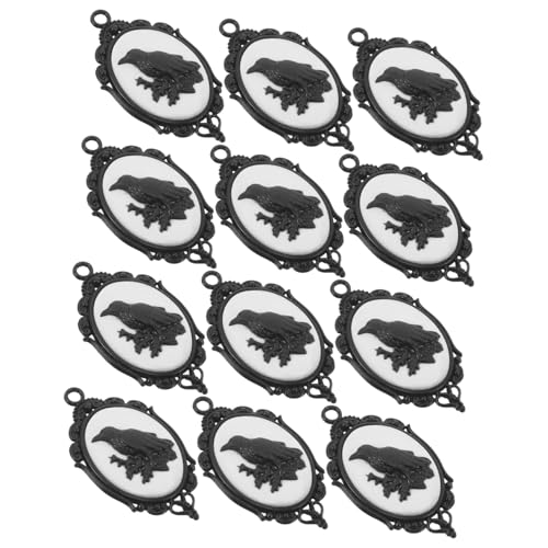 Gatuida 12 Stück Teiliges Gothic Anhänger mit Krähen Silberfarbene Legierung Schmuckanhänger für Halloween Präzise Reliefierte DIY Charms zum Basteln von Halsketten und Armbändern von Gatuida