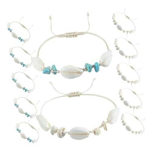 Gatuida 12 Stück Teiliges Handgewebter Verstellbarer Muschel Armbänder und Fußkettchen Vielseitiger Boho Schmuck für Damen Stranddesign als für Besondere Anlässe von Gatuida