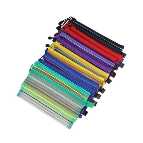 Gatuida 12 Stück Teiliges Mesh Stifttaschen mit Reißverschluss Vielseitige Federmäppchen in Sechs Farben Robuste Aufbewahrungstaschen für Büro Schule und Reise Leicht und Langlebig für von Gatuida