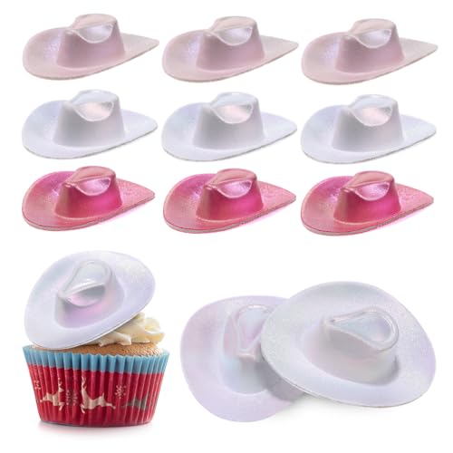 Gatuida 12 Stück Teiliges Mini Cowgirl Hüte Kleine Partyhüte in Roter Weißem und Pinkem Hologramm Vielseitig für Puppendeko Haaraccessoire und Partydekoration Leicht und Tragbar von Gatuida