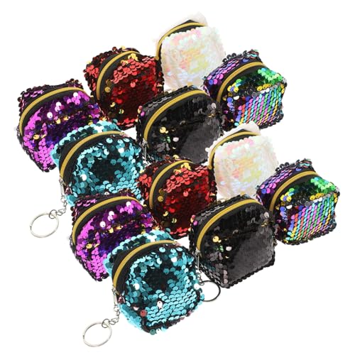 Gatuida 12 Stück Teiliges Quadratische Flexible Pailletten Münztaschen Kompakte Leichte Mini Täschchen für Kleingeld Schlüssel Kosmetik Praktische Aufbewahrungstaschen für Damen in Sechs von Gatuida