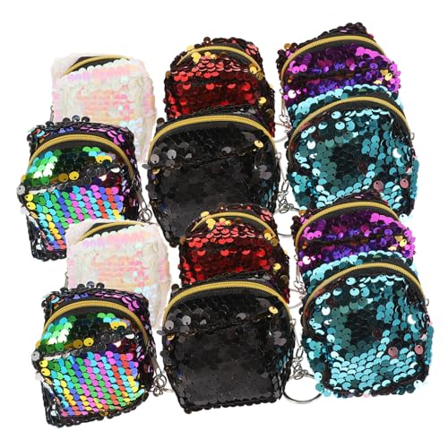 Gatuida 12 Stück Teiliges Quadratische Pailletten Münztaschen Tragbare Kleine Täschchen für Münzgeld Schlüssel Kosmetik Langlebig und Modisch als für Damen in Rot Grün von Gatuida