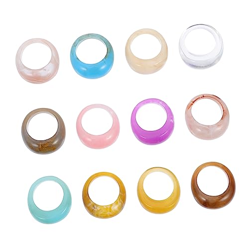 Gatuida 12 Stück Teiliges Retro Geometrische Bunte Resin Ringe für Damen Unisex Finger Ringe Hochwertigem Material für Besondere Anlässe und Tägliches Tragen von Gatuida