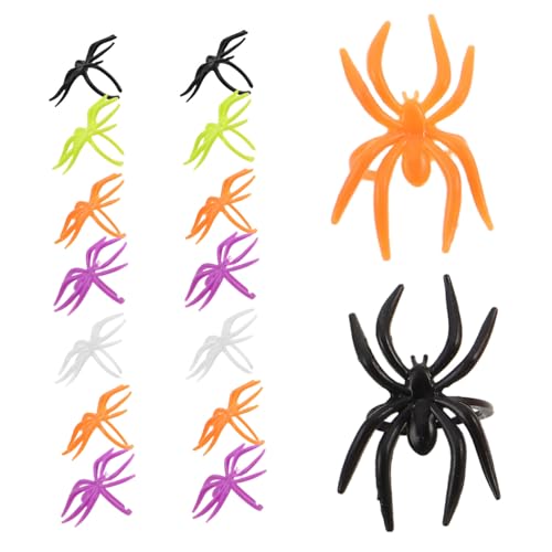 Gatuida 120 Stück Teiliges Halloween Spinnenring Kleine Bunte Fake Spinnen Ringe für Leichter DIY Schmucks Paß Vielseitig als Partydeko Cupcake Topper Kostümaccessoire Gruseliges von Gatuida