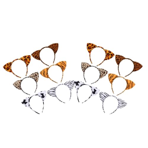 Gatuida 12Stücke Teiliges Tierohren Haarreif Kreative Kostümparty Haaraccessoires für Erwachsene Leopard Tiger Zebra Kuh und Mehr von Gatuida